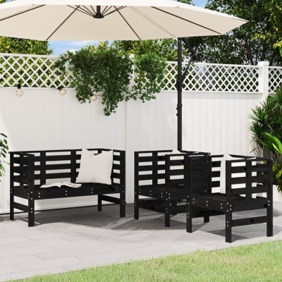 Gossi set mobilier de gradina, 3 piese, negru, lemn masiv pin foto