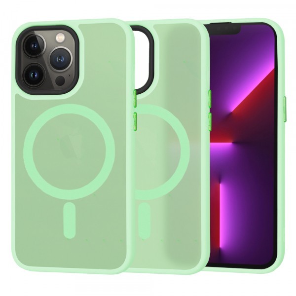 Husa MagSafe pentru Apple iPhone 13 Pro, Techsuit, HaloFrost, Verde Deschis