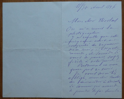 Scrisoare a Printului Gheorghe Bibescu , participant la campania din Mexic ,1896 foto