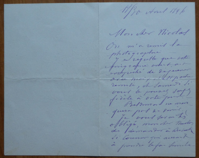 Scrisoare a fiului domnitorului Gheorghe Bibescu al Țarii Rom&acirc;nesti, prințul George Bibescu, participant ca ofiter la Campania din Mexic, 1896