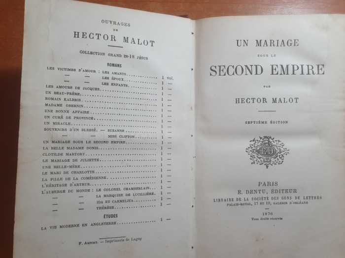 un mariage sous le second empire 1876 - de hector malot - in limba franceza