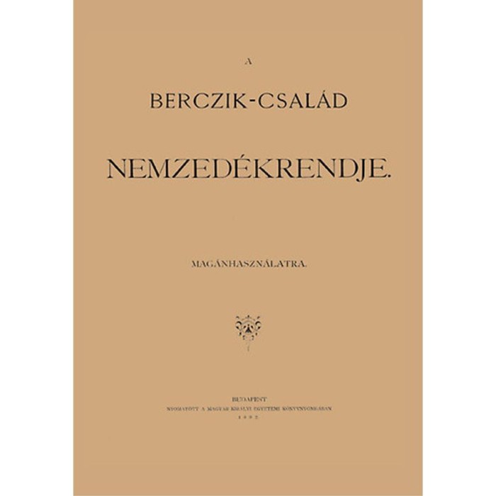 A Berczik-csal&aacute;d nemzed&eacute;krendje mag&aacute;nhaszn&aacute;latra - Berczik &Aacute;rp&aacute;d