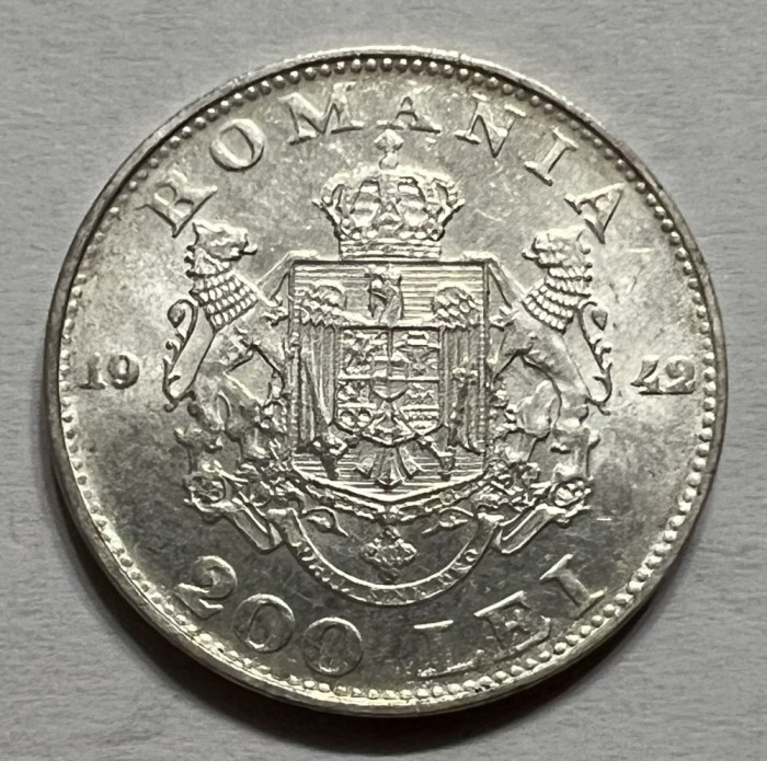 200 Lei 1942 Argint, Romania, a UNC (1)
