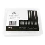Set de 2 unități: Tipsuri reutilizabile din plastic cu marcaj, pătrat 120 buc. NO9