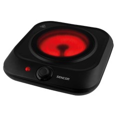 Plita vitroceramica Sencor, 1200 W, 19 cm, portabila, 1 arzator, indicator luminos, Negru