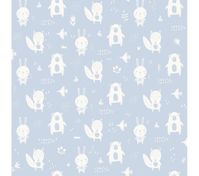 Tapet copii cu animale pe un fundal albastru, My Kingdom L91311