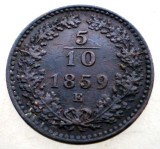 F.263 AUSTRIA 5/10 KREUZER 1859 E RARA, Europa, Cupru (arama)