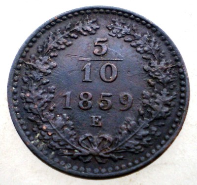 F.263 AUSTRIA 5/10 KREUZER 1859 E RARA foto