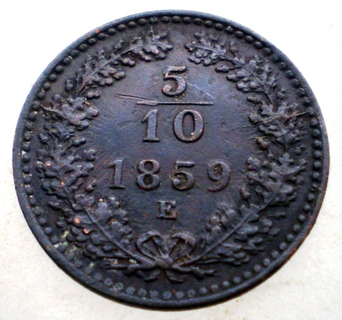 F.263 AUSTRIA 5/10 KREUZER 1859 E RARA