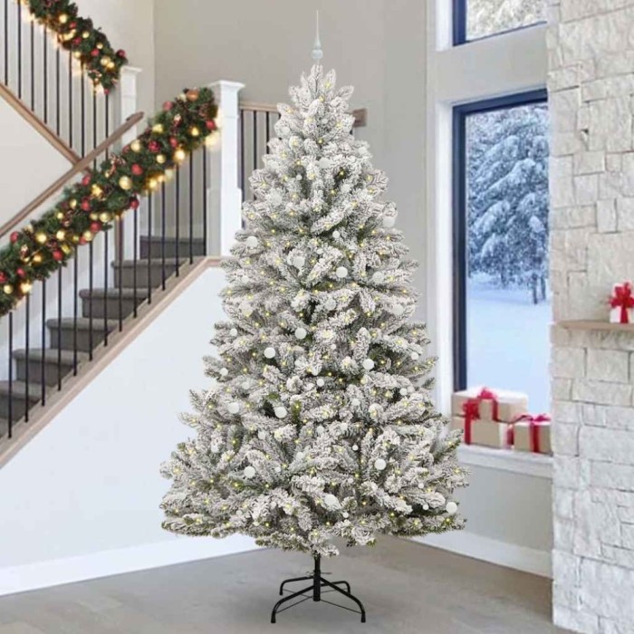 vidaXL Brad de Crăciun artificial Verde și alb 300 cm PVC și Metal 3395787