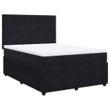 Cumpara ieftin Pat box spring cu saltea, negru, 140x200 cm, catifea