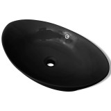 Chiuveta ovala cu preaplin, negru, 59 x 38,5 cm, ceramica de lux