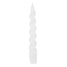 Lum&acirc;nare Sfeșnic, Model Spiralat, Culoare Alb, Parafină, Diametru 2 cm, &Icirc;nălțime 18 cm, Durată Ardere 6 Ore