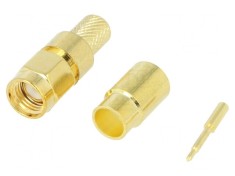Conector SMA tata drept H155 crimpat aurit foto