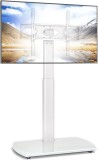 Cumpara ieftin Stand TV Mobil Pe Roti,Inaltime reglabila,Vesa 400 x 400, Max 35 KG, Sticla Temperata - CN