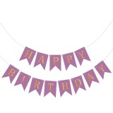 Banner Happy Birthday Mov, Ghirlanda Aniversare Copii 2.5m, Decoratiune Petrecere, Litere Aurii 17cm