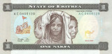 ERITREEA █ bancnota █ 1 Nakfa █ 1997 █ P-1 █ UNC █ necirculata