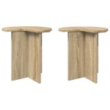 vidaXL Masă laterală 2 pcs Stejar Sonoma &Oslash; 39 x 38 cm Lemn prelucrat 8001084