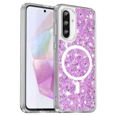 Husa pentru samsung galaxy a36 5g / a56 5g, glitter magsafe, atasare magnetica, magenta foto