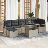 Set de Canapea Grădină Set 4 Piese Gri Deschis Ratan Mare