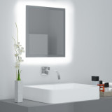 Oglindă de baie cu LED, gri extralucios, 40x8,5x37 cm, acril, vidaXL