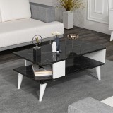 Couchtisch Lycksele 40x90x45 cm Marmoroptik, schwarz / Wei&szlig; [en.casa] HausGarden Leisure, [en.casa]