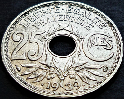 Moneda istorica 25 CENTIMES - FRANTA, anul 1939 *cod 1357 = A.UNC foto