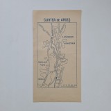 Planul Orasului Curtea de Arges / Harta orasului Curtea de Arges, tiparit in anul 1925, 23 x 12 cm / Romania