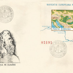 |Romania, LP 950/1977, Navigatia europeana pe Dunare, colita nedantelata, FDC