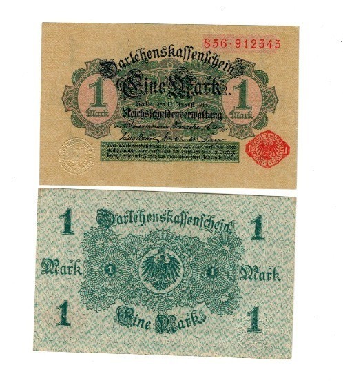 Germania 1914 - 1 Mark Darlehenskassenschein aUNC