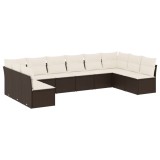 Cumpara ieftin Set canapele de gradina cu perne, 10 piese, maro, poliratan