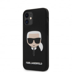 Husa Karl Lagerfeld pentru iPhone 12 Mini 5.4&amp;quot;, Silicone Karl&amp;#039;s Head Collection, Negru foto