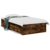 VidaXL Cadru de pat cu sertare stejar fumuriu 75x190 cm lemn prelucrat