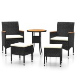Cumpara ieftin Set mobilier de gradina, 5 piese, negru, poliratan