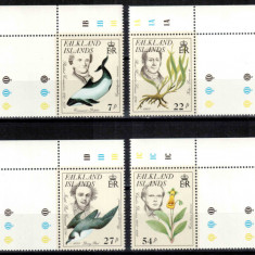 Falkland 1985, Mi #436-439**, fauna, flora, cetacee, pasari, MNH! Cota 33 €!