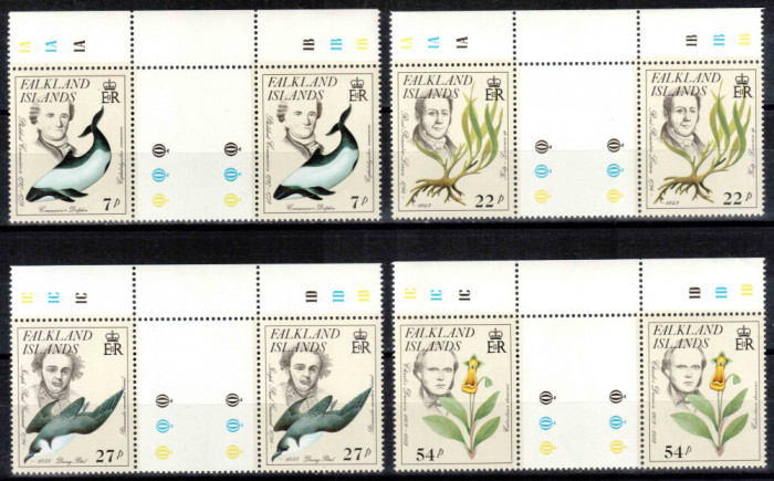 Falkland 1985, Mi #436-439**, fauna, flora, cetacee, pasari, MNH! Cota 33 &euro;!