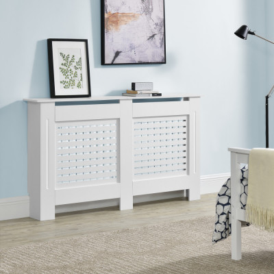 Masca protectie calorifer Positano 172x19x82cm MDF alb [en.casa] HausGarden Leisure foto