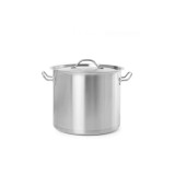 Oala medie cu capac, 24 Lit ,36 cm diametru x 24 inaltime, inox18/0 structura solida cu grosime 4 mm, manere nituite dublu, gama Hendi Budget Line