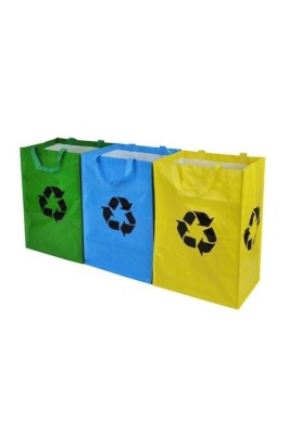 Coș de gunoi pentru colectare selectivă a deșeurilor, Delinia, plastic, suport, 3 buc x 50 L foto