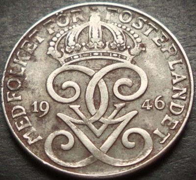 Moneda istorica 2 ORE - SUEDIA, anul 1946 * cod 5131 = excelenta foto
