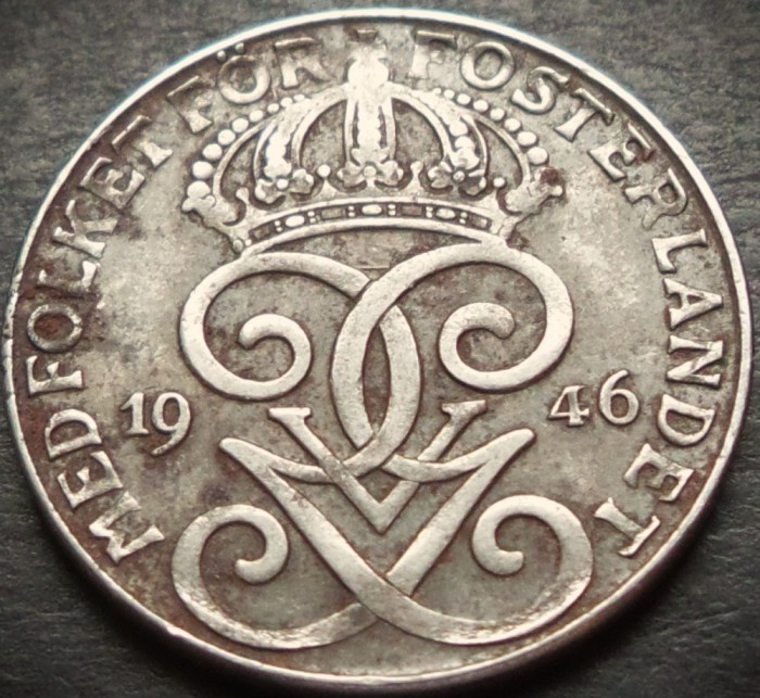 Moneda istorica 2 ORE - SUEDIA, anul 1946 * cod 5131 = excelenta