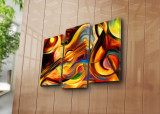 Set 3 tablouri decorative, 3PATK-96, Canvas, 20 x 39 cm, 2 piese, Multicolor, Canvart