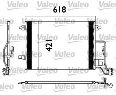 Condensator climatizare AC OEM/OES (Valeo), SKODA SUPERB, 12.2001-03.2008; VW PASSAT (B5), 11.2000-05.2005, aluminiu/ aluminiu brazat, 615 (575)x417x foto