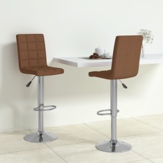 Scaune de bar, 2 buc., maro, material textil foto