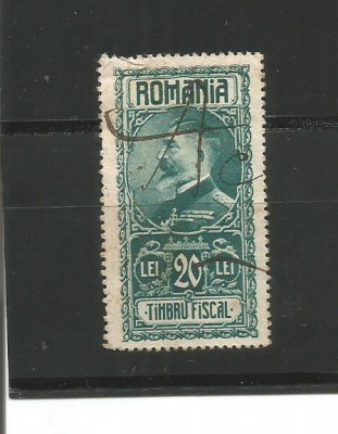 No(9)timbre-Romania - Timbru fiscal- Ferdinand-20 LEI foto