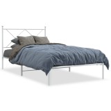 Cumpara ieftin Cadru de pat din metal cu tablie, alb, 100x200 cm