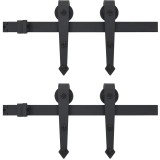 Cumpara ieftin Set piese pentru usi glisante, negru, 2 x 183 cm, otel