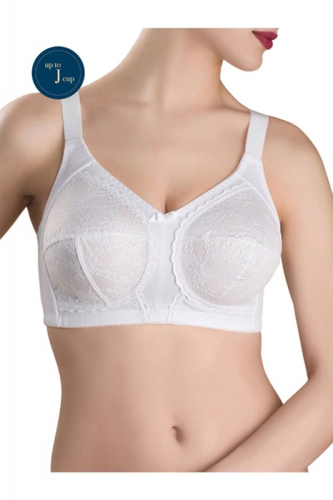 Sutien dantelat fără &icirc;ntărituri si arcuri, Conte Suprema RB7021 - Bianco, 100F