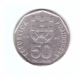 Moneda Portugalia 50 escudos 1987, stare buna, curata