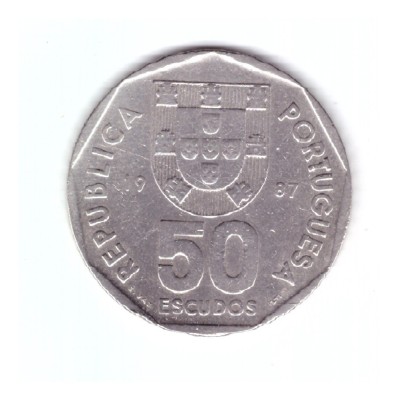 Moneda Portugalia 50 escudos 1987, stare buna, curata foto